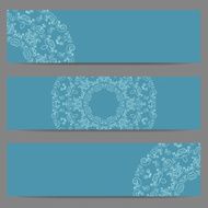 Blue banners with ornate pattern