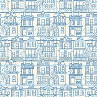 seamless vintage colored houses