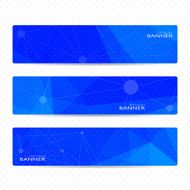 Collection horizontal banners on blue background Molecule and communication Vector