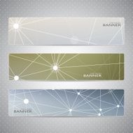 Collection horizontal banners on blurred background Molecule and communication Vector