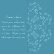 Blue card design with ornate flower pattern