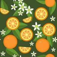 Seamless orange fruit and flowers texture 545
