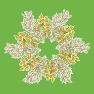 wreath of leaves on green