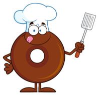 Happy Chocolate Donut Holding Up A Blank Sign