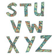 Hand drawn artistic font from lines letters S-Z