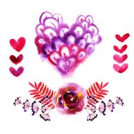 Set of beautiful watercolor flowers N2