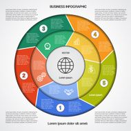 circular infographic template with text areas on five positions N2