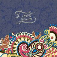 paisley design on decorative floral background for invitation N2