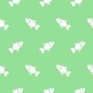 Seamless pattern with fishes on green Vector illustration
