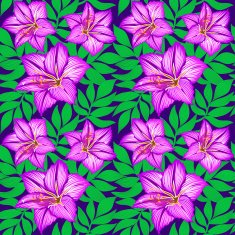 seamless pattern lily flowers and leaves