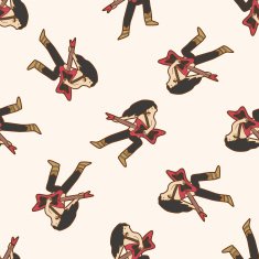 band member guitar player cartoon seamless pattern background N14