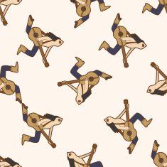 band member guitar player cartoon seamless pattern background N15