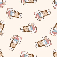 hospital theme nurse and baby cartoon seamless pattern background