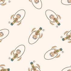 jumping exercise cartoon seamless pattern background