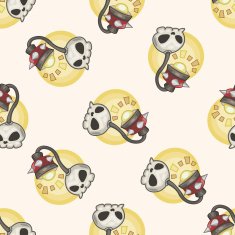 design skull lamp style cartoon seamless pattern background