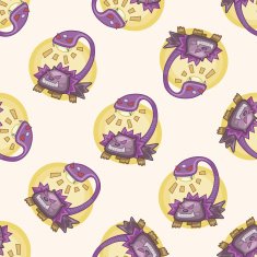 design monster lamp style cartoon seamless pattern background
