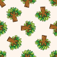tree cartoon seamless pattern background N4