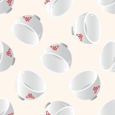 kitchenware bowl cartoon seamless pattern background