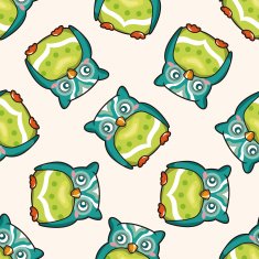owl cartoon seamless pattern background