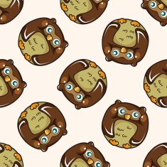 owl cartoon seamless pattern background N6