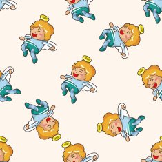 angel cartoon seamless pattern background N36