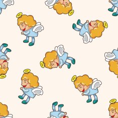 angel cartoon seamless pattern background N41