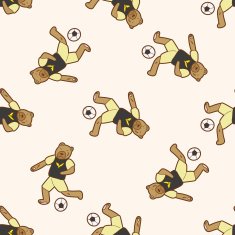 Animals play football cartoon seamless pattern background