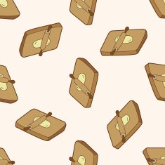 kitchenware chopping board and rolling pin cartoon seamless pattern background