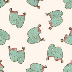 kitchenware oven mitts cartoon seamless pattern background N4