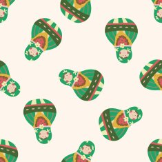 Matryoshka Russian traditional wooden doll cartoon seamless pattern background N34