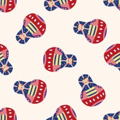 Matryoshka Russian traditional wooden doll cartoon seamless pattern background N35