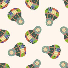 Matryoshka Russian traditional wooden doll cartoon seamless pattern background N36