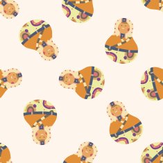 Matryoshka Russian traditional wooden doll cartoon seamless pattern background N37