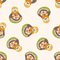 Matryoshka Russian traditional wooden doll cartoon seamless pattern background N38
