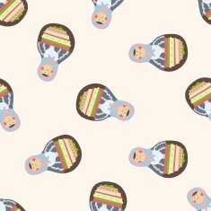 Matryoshka Russian traditional wooden doll cartoon seamless pattern background N40