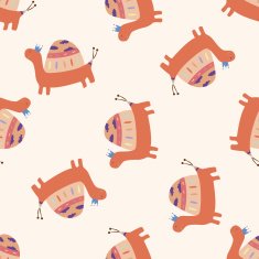 animal turtle cartoon seamless pattern background N9