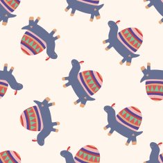 animal turtle cartoon seamless pattern background N10