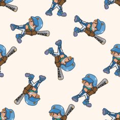 baseball player cartoon seamless pattern background