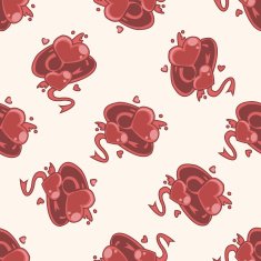 Valentine's Day love heart cartoon seamless pattern background N5
