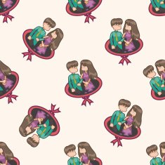 Valentine's day couple cartoon seamless pattern background N10