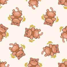 cat cartoon seamless pattern background N16