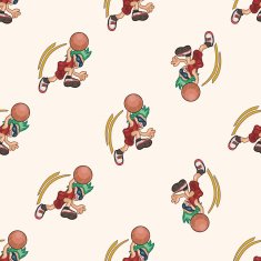 basketball player cartoon seamless pattern background