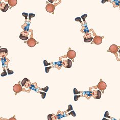 basketball player cartoon seamless pattern background N4