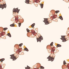 basketball player cartoon seamless pattern background N9