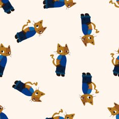 cat cartoon seamless pattern background N23