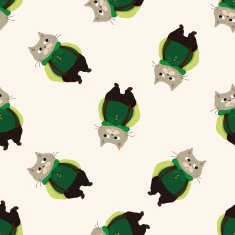 cat cartoon seamless pattern background N24
