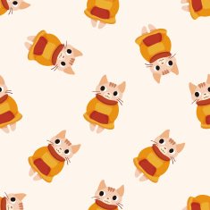 cat cartoon seamless pattern background N25