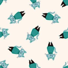 cat cartoon seamless pattern background N26