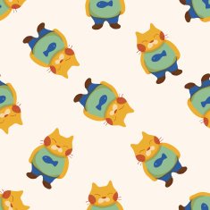 cat cartoon seamless pattern background N29