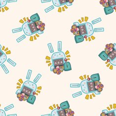 easter rabbit cartoon seamless pattern background N21